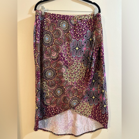 Sunny Leigh Red Pink Midi Wrap Skirt - Picture 1 of 4